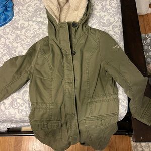 abercrombie & fitch military green parka coat